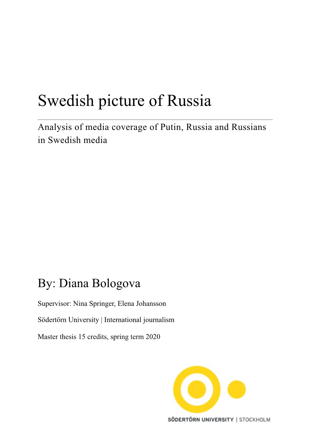 Diana Bologova Swedish Picture of Russia MA2020