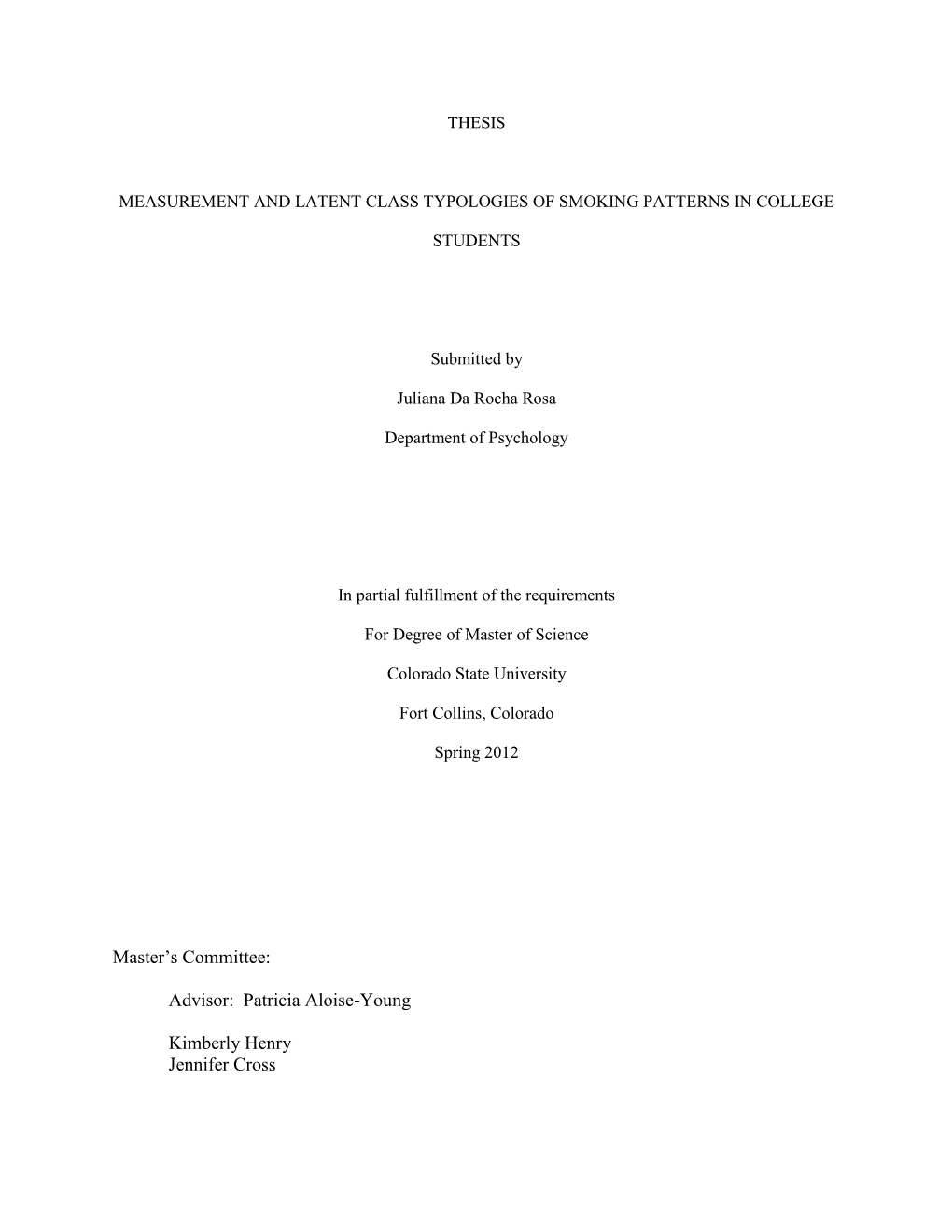 Social Smoking Patterns and Measurement in A