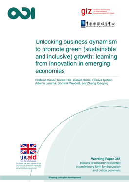 (Sustainable and Inclusive) Growth: Learning from Innovation in Emerging Economies