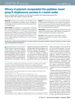 Efficacy of Polymeric Encapsulated C5a Peptidase–Based Group B