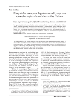 Regalecus Russelii, Segundo Ejemplar Registrado En Manzanillo, Colima