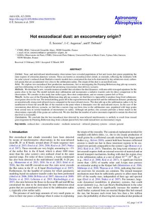 Hot Exozodiacal Dust: an Exocometary Origin?