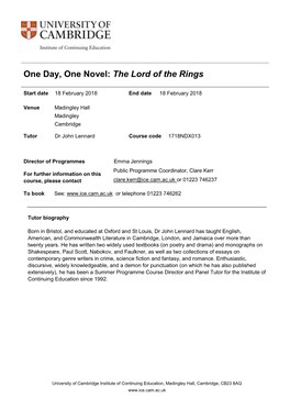 One Day, One Novel: the Lord of the Rings