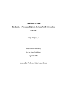 The Decline of Women's Rights in the Era of Irish Nation