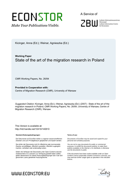 VIII. Methods of Migration Research in Poland – Critical Overview (Izabela Koryś)