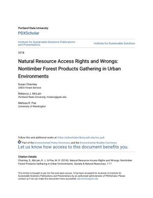 Nontimber Forest Products Gathering in Urban Environments