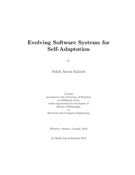 Evolving Software Systems for Self-Adaptation