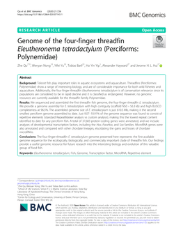 Genome of the Four-Finger Threadfin Eleutheronema