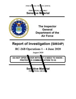 Report of Investigation Concerning RC-26B Operations 1-4 June 2020
