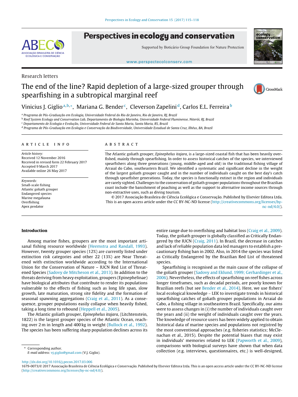 The End of the Line? Rapid Depletion of a Large-Sized Grouper Through Spearfishing in a Subtropical Marginal Reef