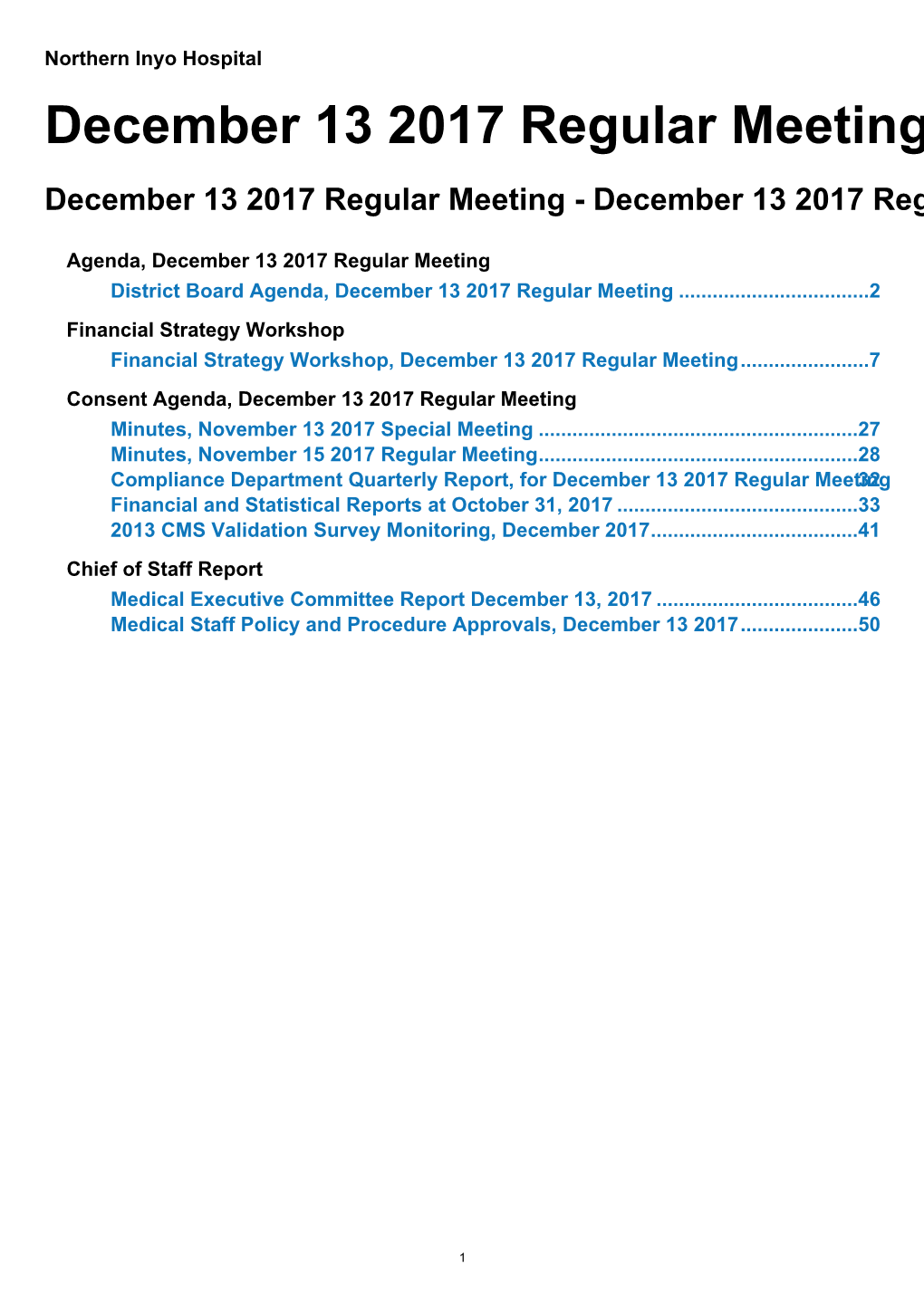 December 13 2017 Regular Meeting