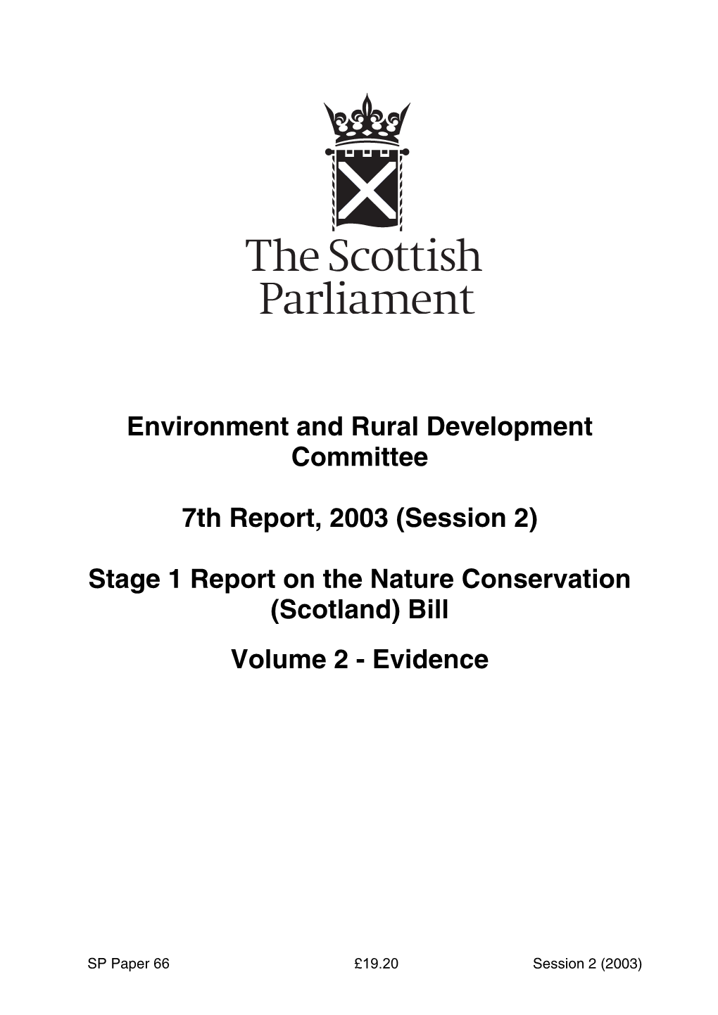 Environment and Rural Development Committee 7Th Report, 2003