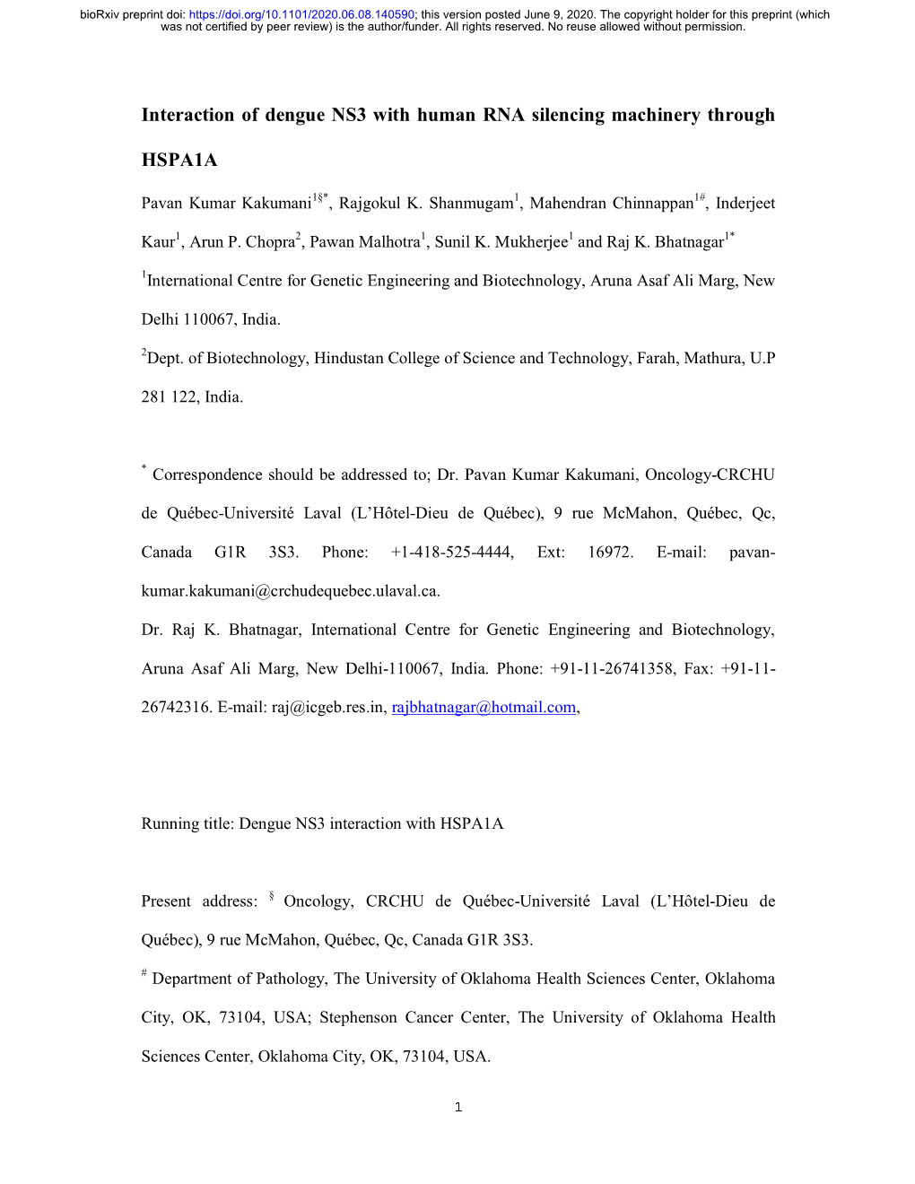 Interaction of Dengue NS3 with Human RNA Silencing Machinery Through