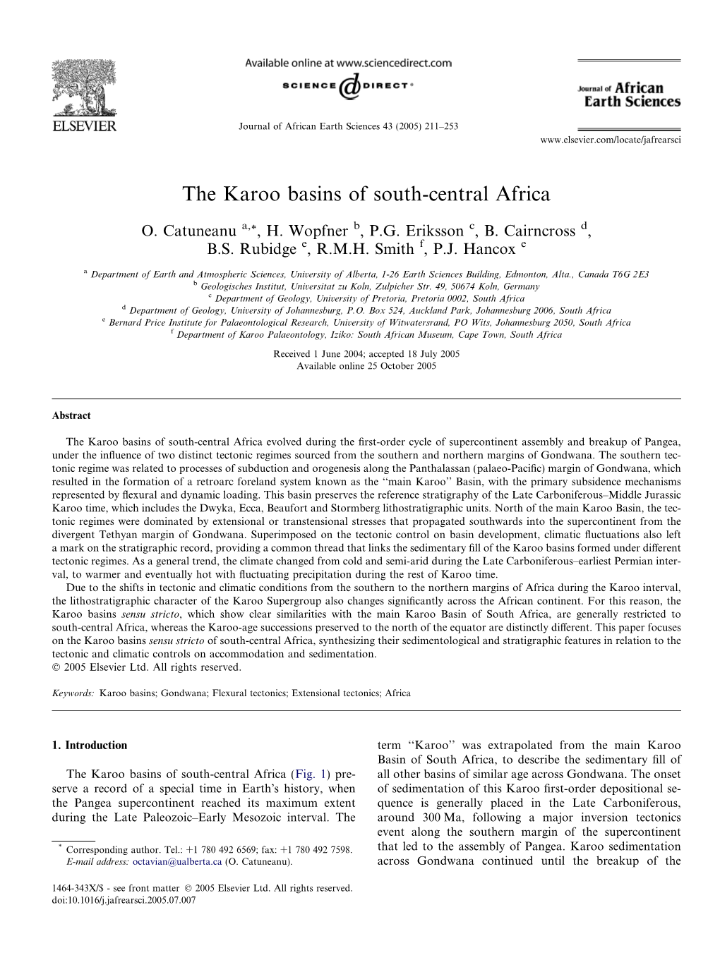 The Karoo Basins of South-Central Africa