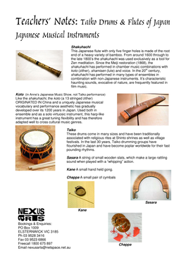 Teachers' Notes:Taiko Drums & Flutes of Japan Japanese Musical