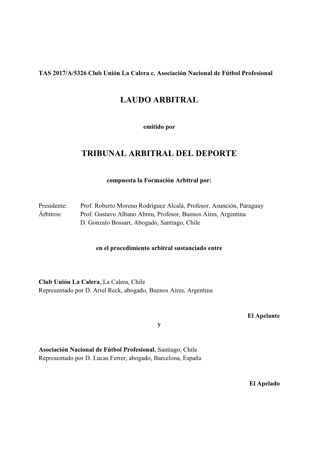 Laudo Arbitral Tribunal Arbitral Del Deporte