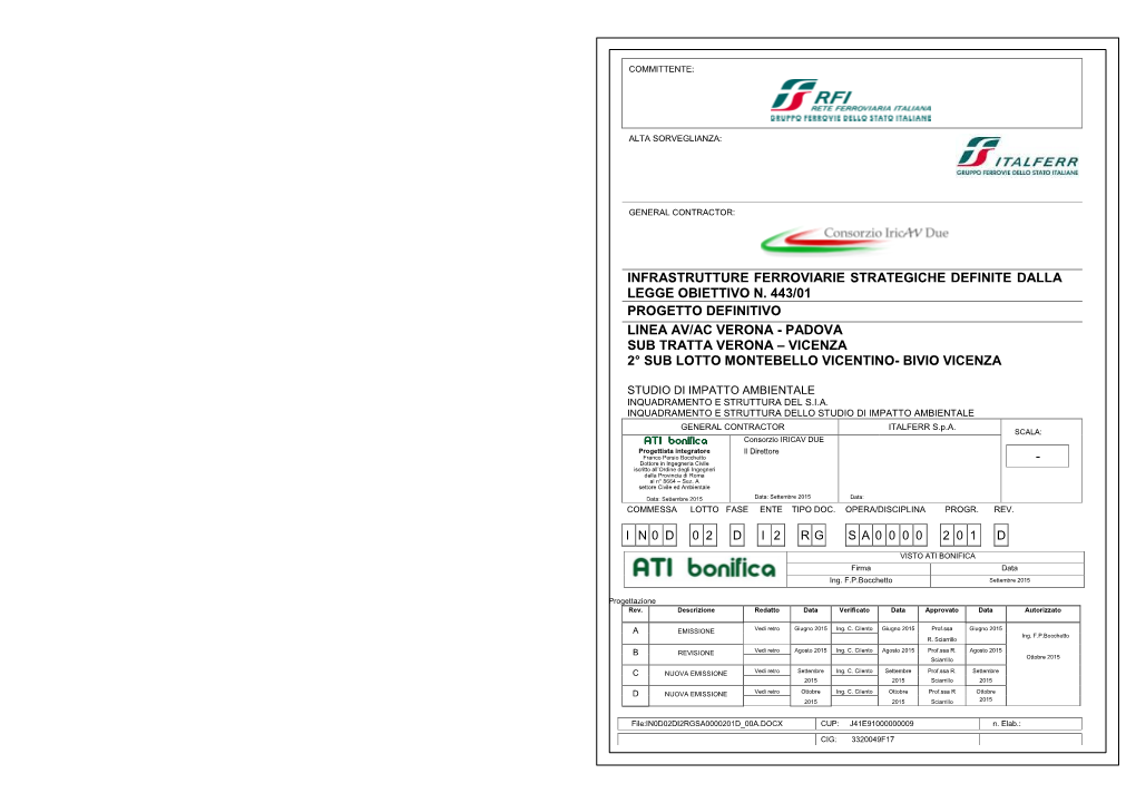 Infrastrutture Ferroviarie Strategiche Definite Dalla Legge Obiettivo N