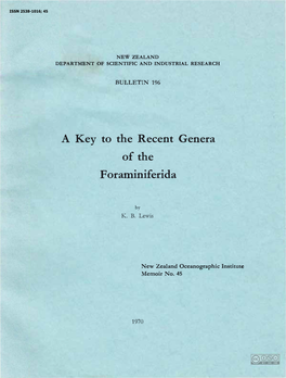 A Key to the Recent Genera of the .F Oraminiferida