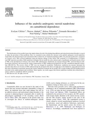 Influence of the Anabolic-Androgenic Steroid Nandrolone on Cannabinoid