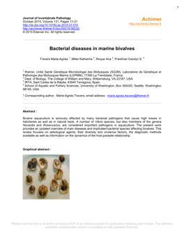 Bacterial Diseases in Marine Bivalves