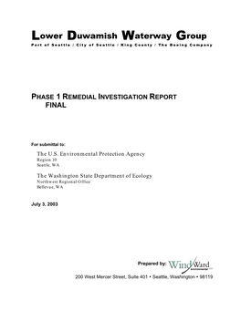LDW Remedial Investigation L D W G FINAL July 3, 2003 Port of Seattle / City of Seattle / King County / the Boeing Company Page Ii