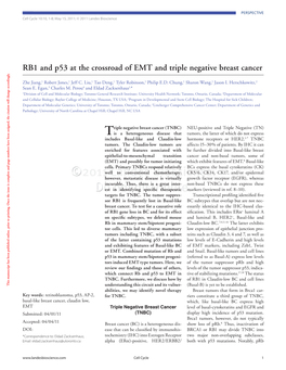 RB1 and P53 at the Crossroad of EMT and Triple Negative Breast Cancer