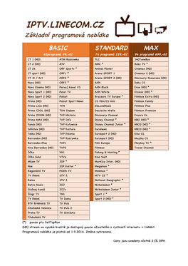 IPTV.LINECOM.CZ Základní Programová Nabídka