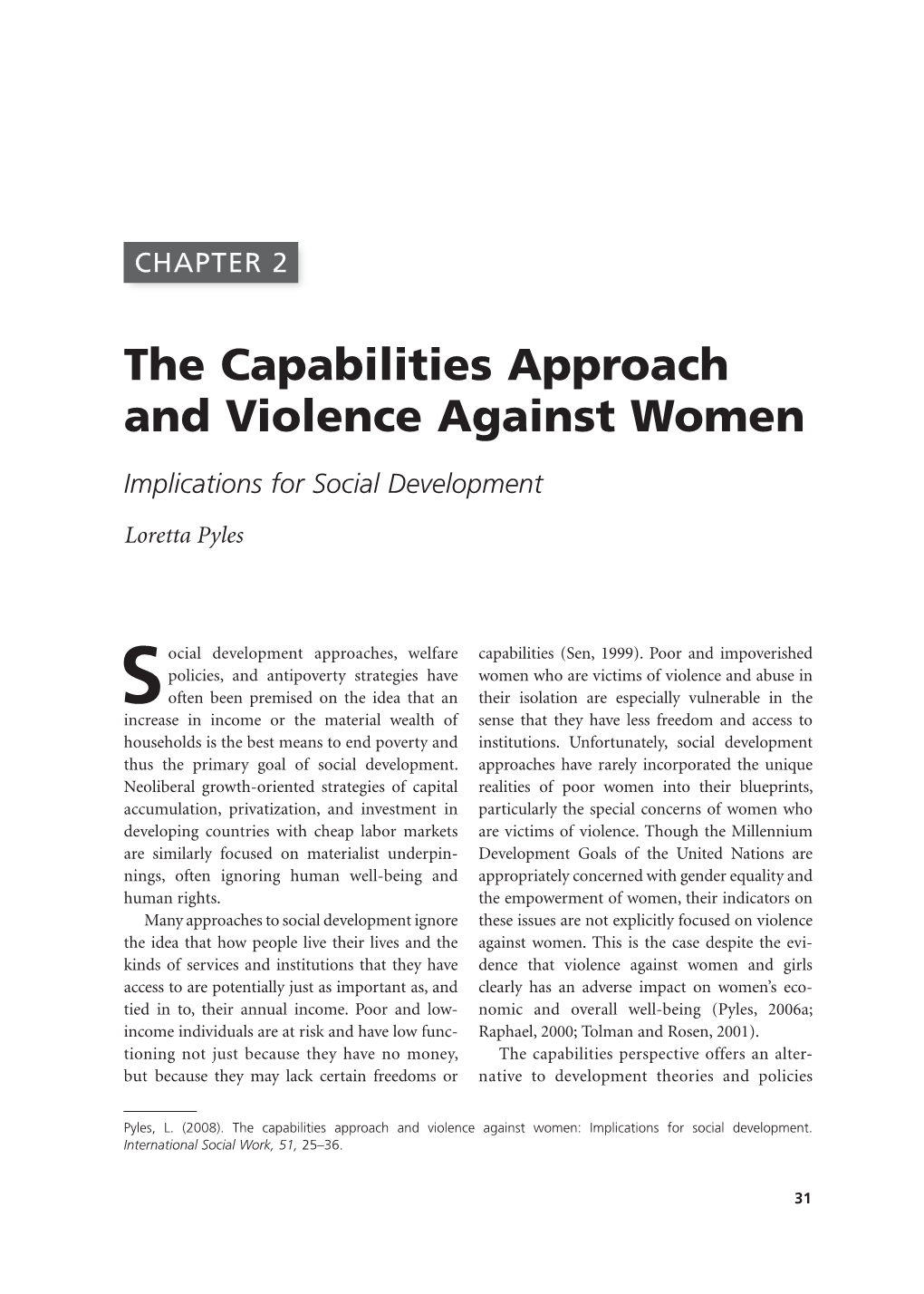 The Capabilities Approach and Violence Against Women