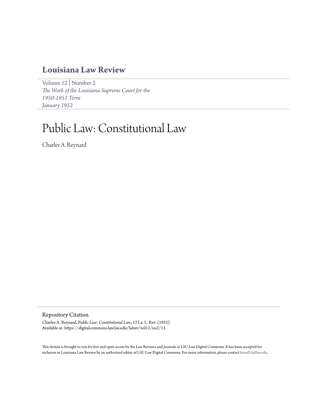 Public Law: Constitutional Law Charles A