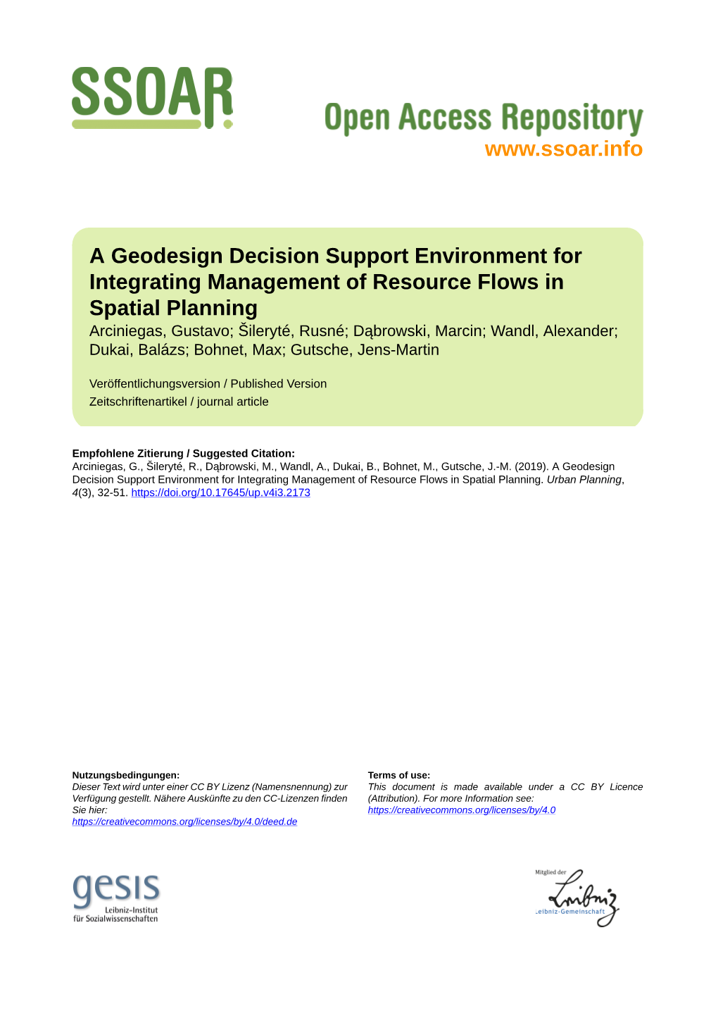 A Geodesign Decision Support Environment for Integrating