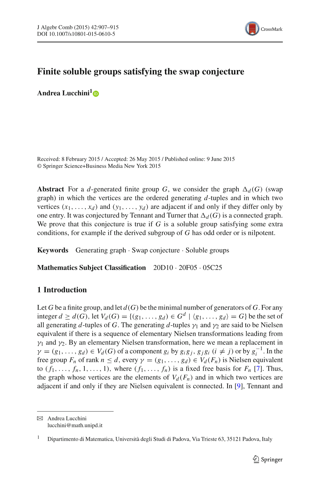 Finite Soluble Groups Satisfying the Swap Conjecture