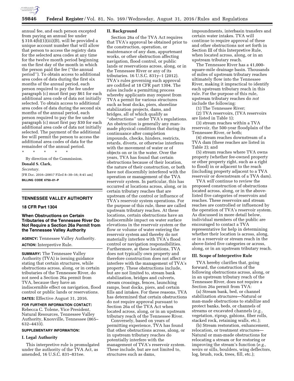 Federal Register/Vol. 81, No. 169/Wednesday, August 31, 2016