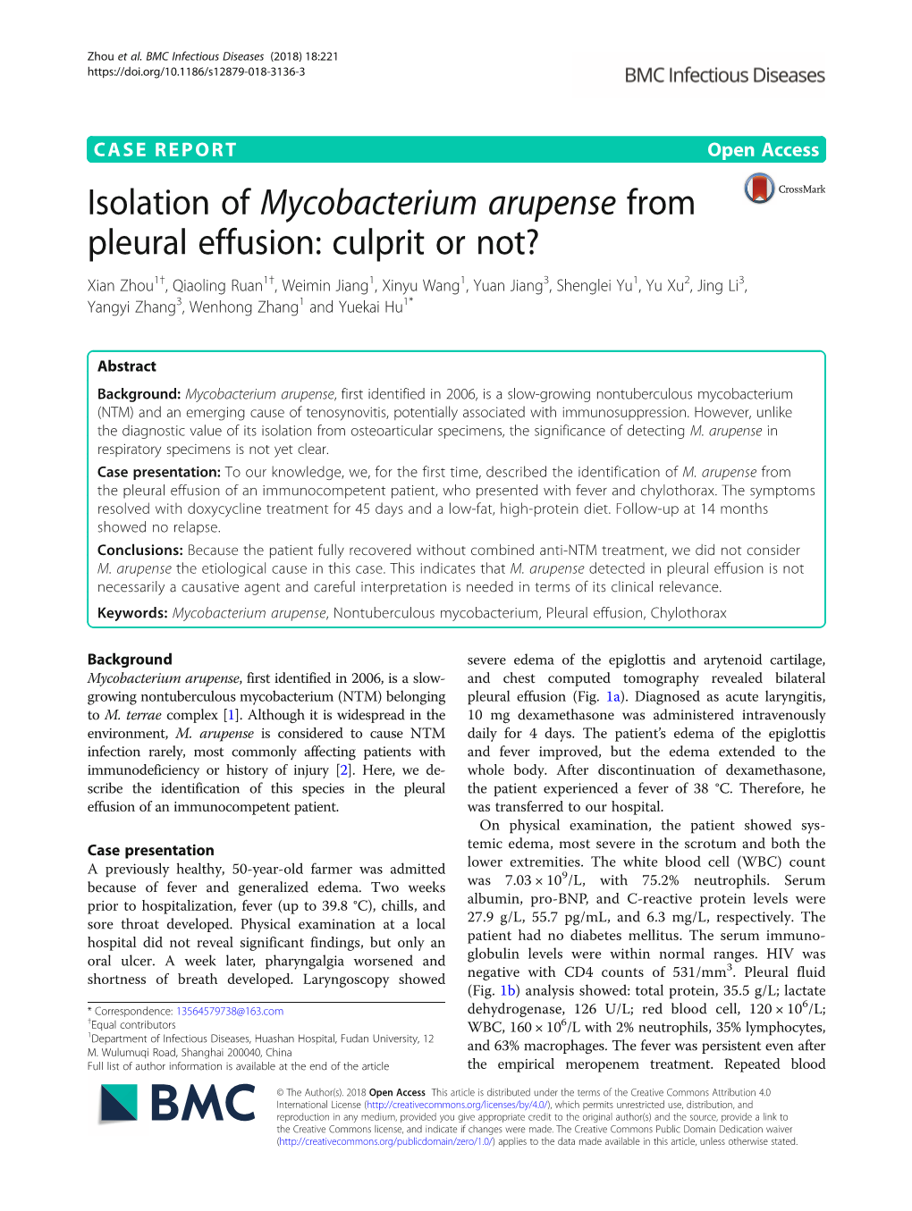 Isolation of Mycobacterium Arupense From