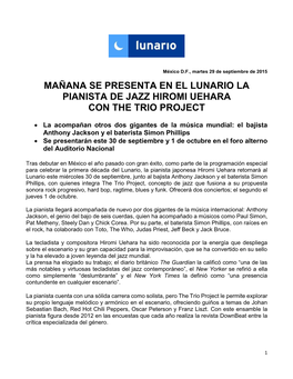 Mañana Se Presenta En El Lunario La Pianista De Jazz Hiromi Uehara Con the Trio Project