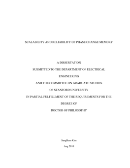 Scalability and Reliability of Phase Change Memory