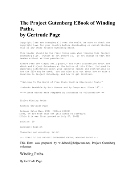 The Project Gutenberg Ebook of Winding Paths, by Gertrude Page