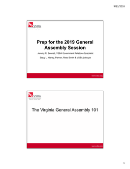 Prep for the 2019 General Assembly Session Jeremy R