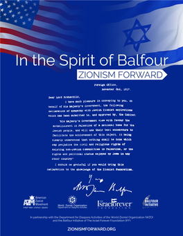 In the Spirit of Balfour ZIONISM FORWARD