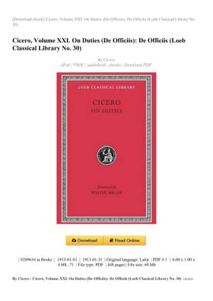 Cicero, Volume XXI. on Duties (De Officiis): De Officiis (Loeb Classical Library No