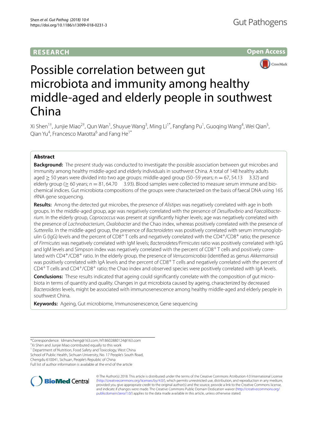 Possible Correlation Between Gut Microbiota and Immunity Among