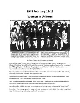 1945 February 12-18 Women in Uniform