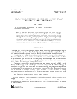 Characterization Theorem for the Conditionally Computable Real Functions