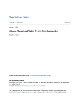 Climate Change and Water: a Long-Term Perspective