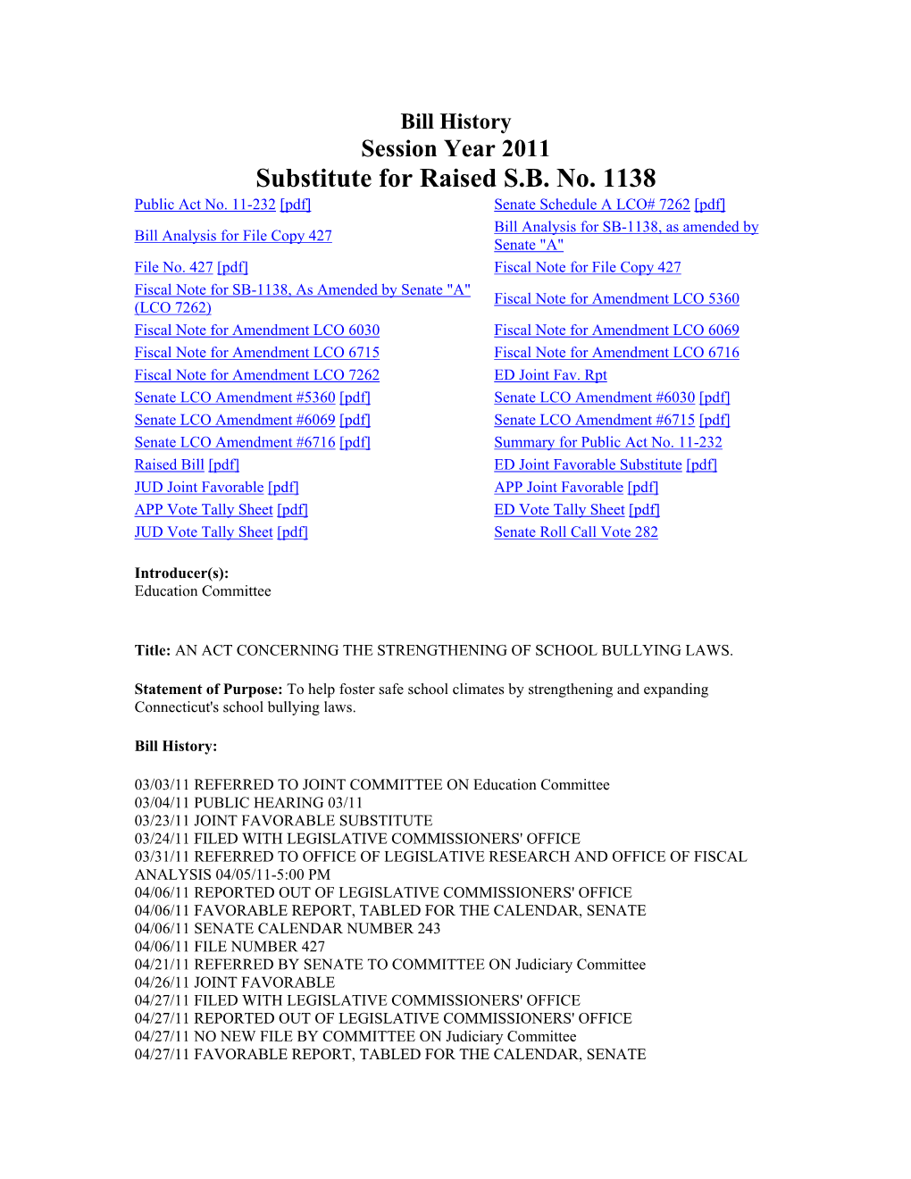 Substitute for Raised S.B. No. 1138 Public Act No