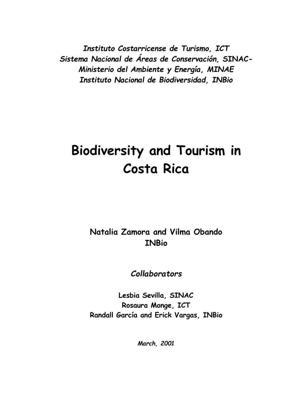 Biodiversity and Tourism in Costa Rica