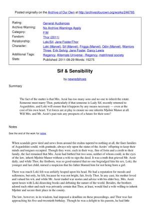 Sif &amp; Sensibility