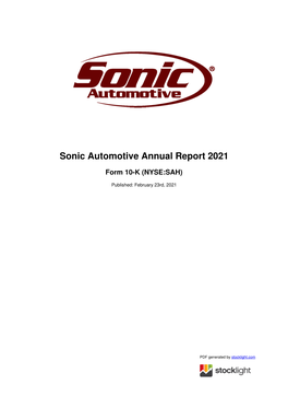 Sonic Automotive Annual Report 2021