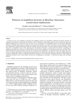 Patterns of Amphibian Diversity in Brazilian Amazonia: Conservation Implications