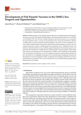 Development of Fish Parasite Vaccines in the Omics Era: Progress and Opportunities
