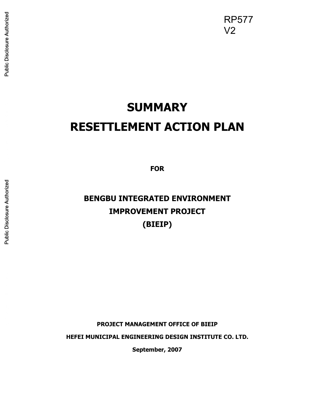 Resettlement Policy Framework